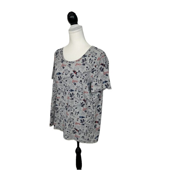 Coral Bay Knit Tunic Top Size XL Graphic Pullover Gray Beach Short Sleeves - Picture 4 of 10